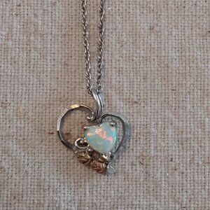 Black Hills Gold and Opal heart necklace